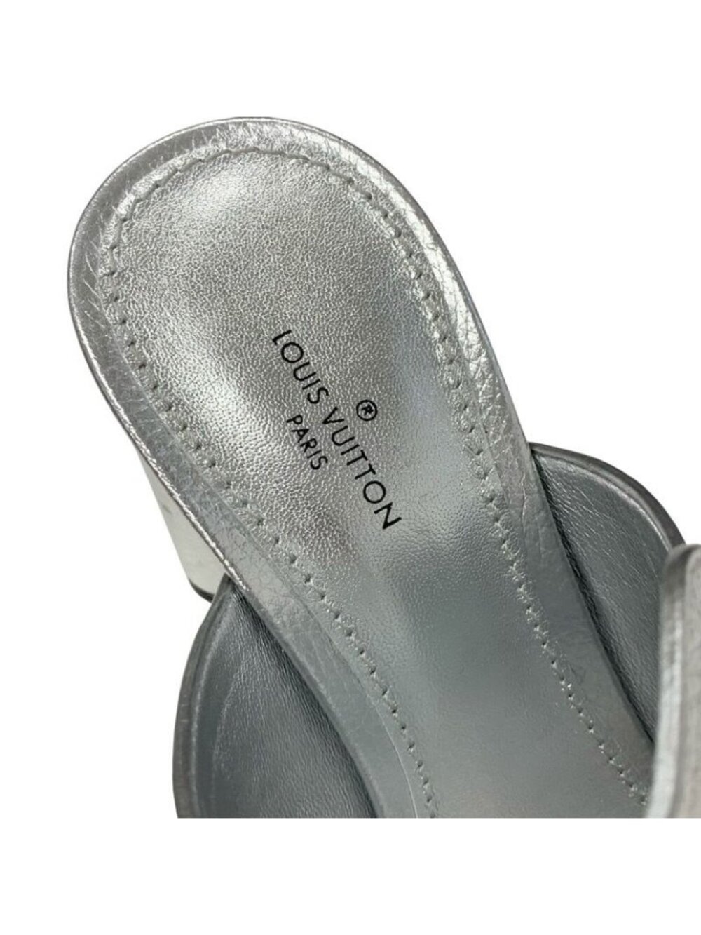 Louis Vuitton Indiana Line Sandals Shoes Leather Metallic Silver Gold Logo - Picture 8 of 10